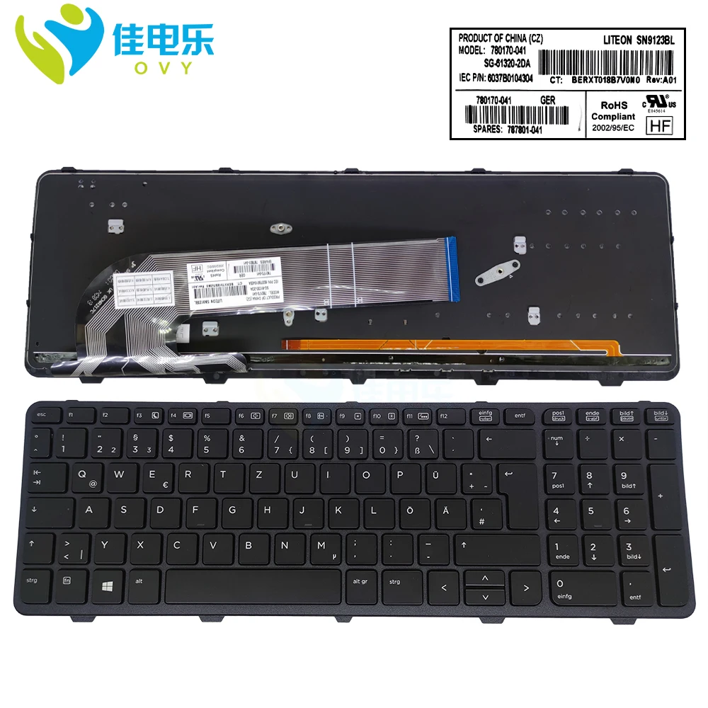 

GER German Laptop Keyboard with Backlight for HP ProBook 450 G0/G1/G2 455 G1 G2 470 G0/G1/G2 GE/GR Keyboard 780170 787801 768130