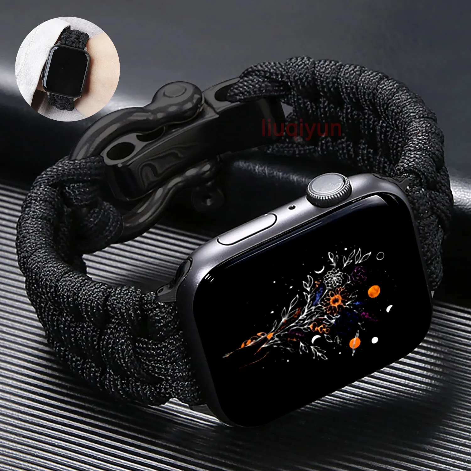 Nylon Umbrella Rope Strap For Apple Watch Band Ultra 49mm 8 7 45mm 41mm Bracelet iWatch Strap Series SE 6 5 4 3 44mm 42mm 40mm