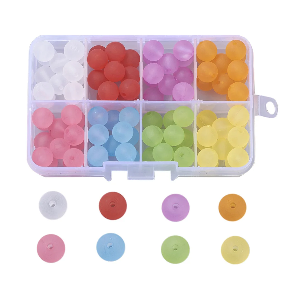

1Box Round Transparent Acrylic Beads Frosted Mixed Color 10mm Hole: 2mm 104pcs/box