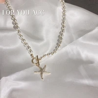 wholesale korean new necklace ins designer model zircon starfish pendant vintage choker chain