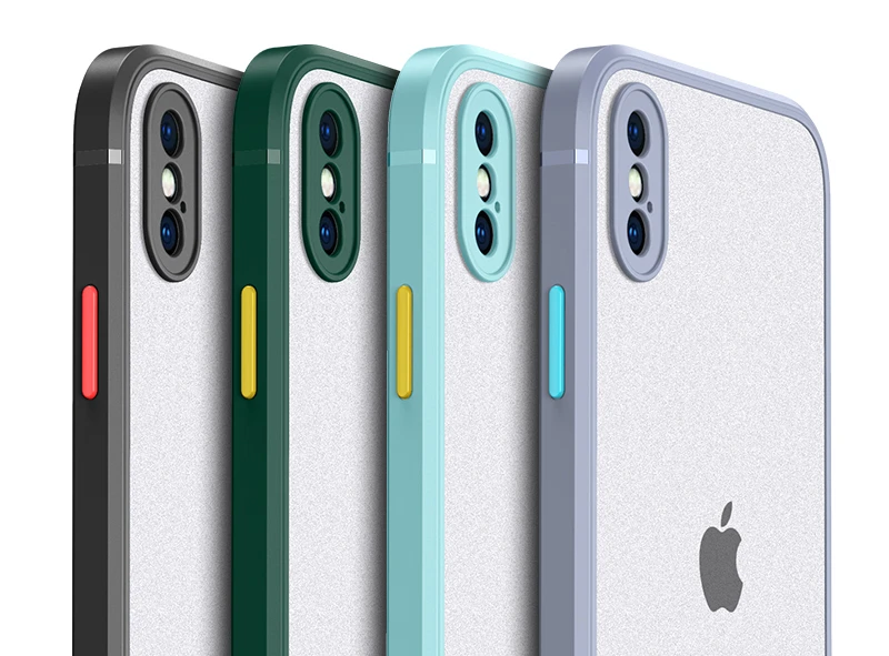 

Matte Clear Phone For iPhone 11 Pro XS Max X XR 7 8 Plus SE 2020 Candy Color Shockproof Soft Frame Transparent Cover