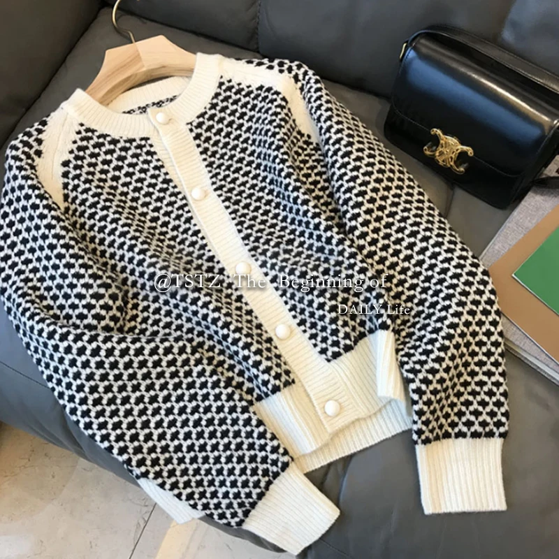 

Autumn Cardigan Women'S Sweater Lattice Coat Long Sleeve Women'S Top Thin Short Knitted Sweater 2022 New