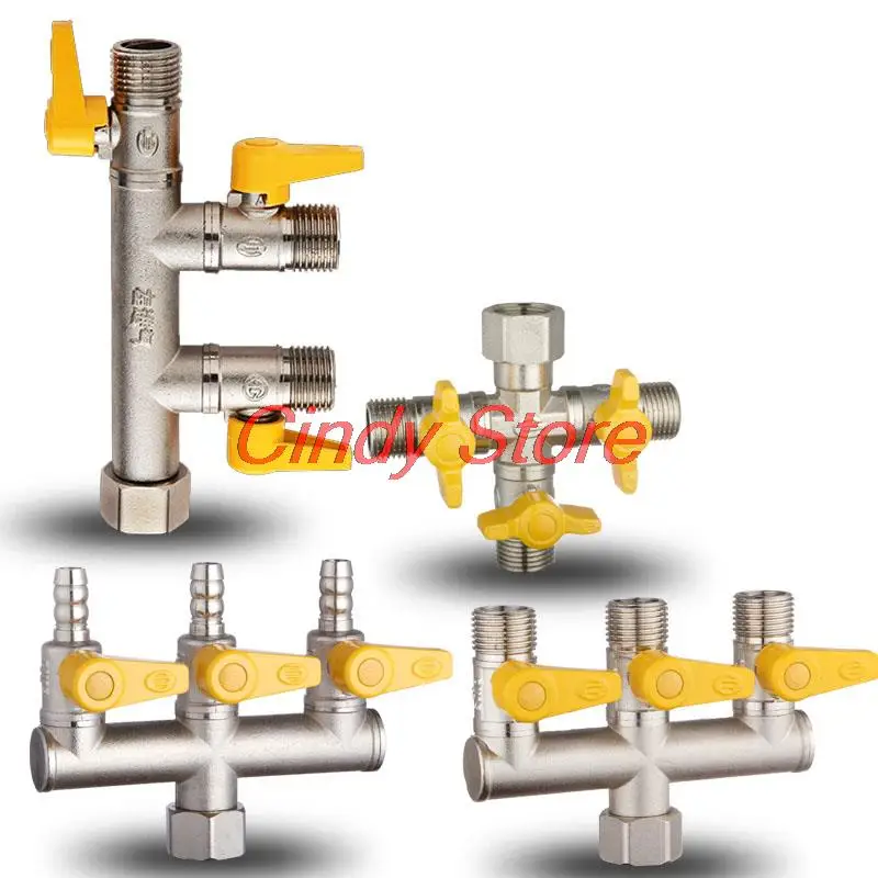 

1 шт., 1 Впускной латунный клапан DN15, 3-ходовой шаровой клапан, 4-ходовой шунтирующий клапан, ручной сброс, клапан из натурального газа, латунны...