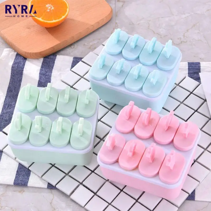 8 Cell Molds Reusable Popsicle Mould DIY Lolly Mould Tray Handmade Dessert Popsicle Mold For Bar Kitchen Accessories