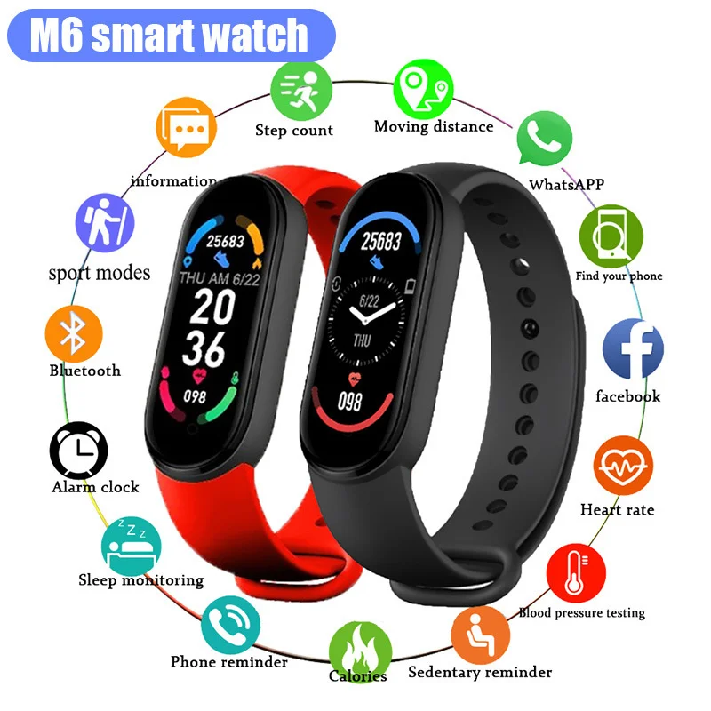 

M6 smart Bracelet Heart rate blood pressure Bluetooth meter step music weather sleep monitoring M6 smart SPORTS Watch
