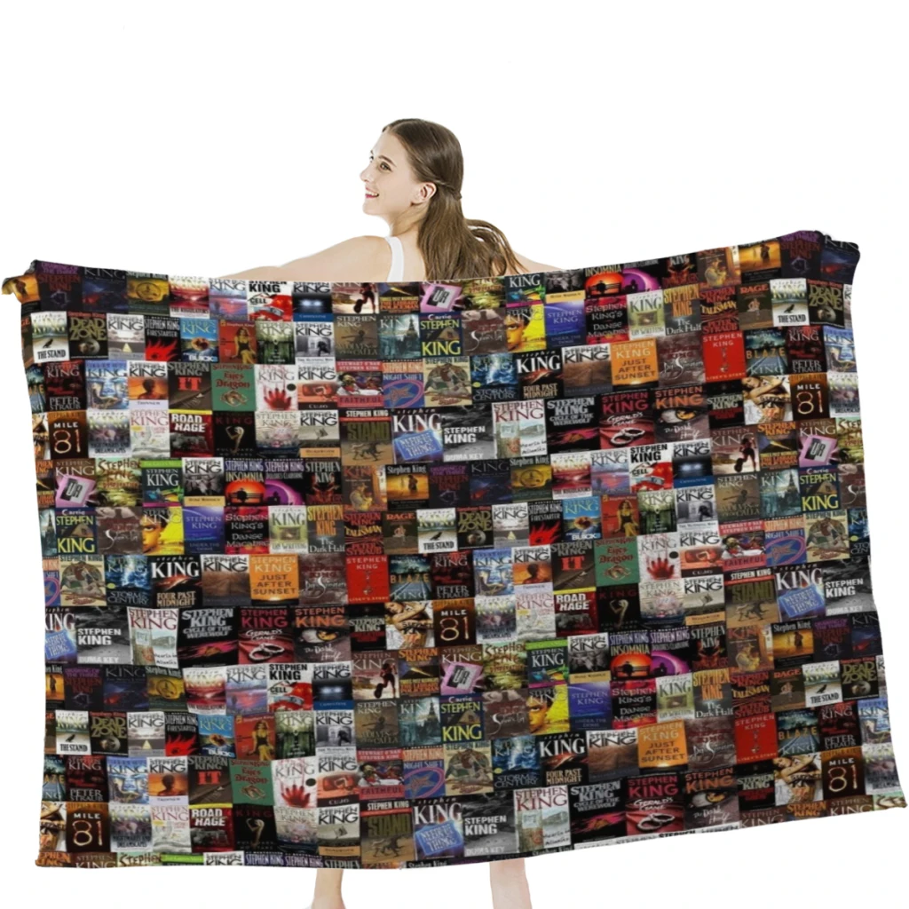 

Stephen King Books Collage Soft Velvet Blanket Lightweight Bed Blanket Home Decor Fleece Blanket