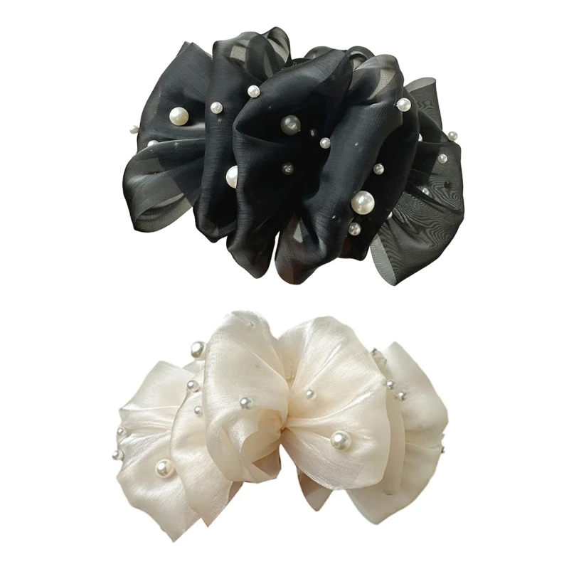 

Yarn Hair Claw Girls Pearl Layered Bowknot Shape Hair Barrettes for Ponytail drop shipping