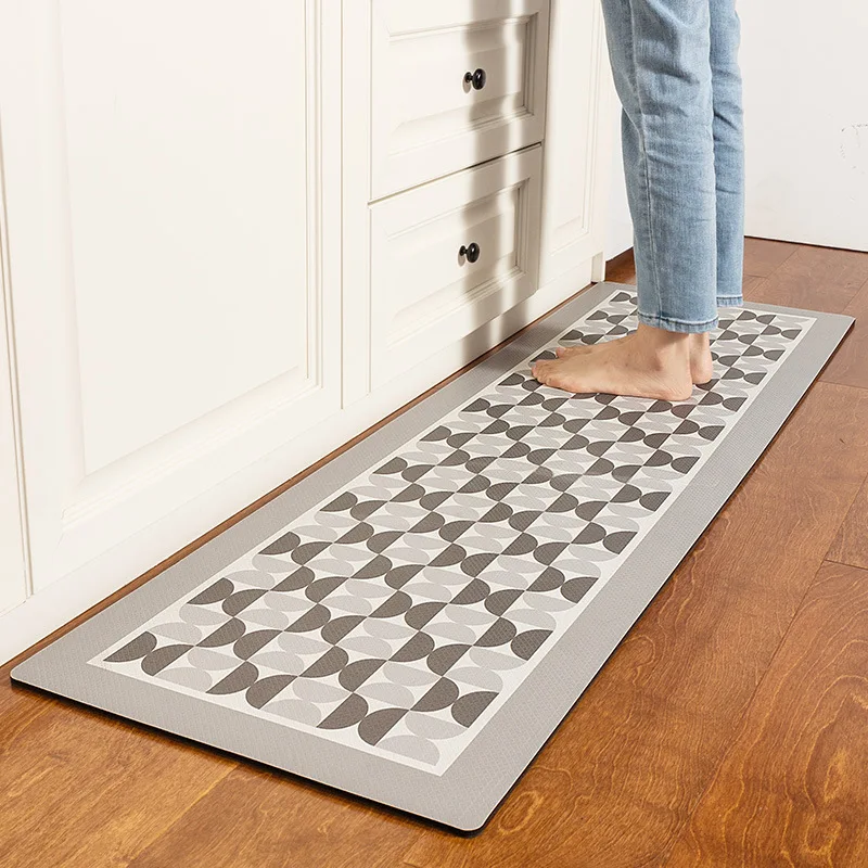 

New Nordic Waterproof And Oil-Proof Kitchen Floor Mats Household Scrubbable Dirt-Resistant Leather Mats Disposable Non-Slip Mats