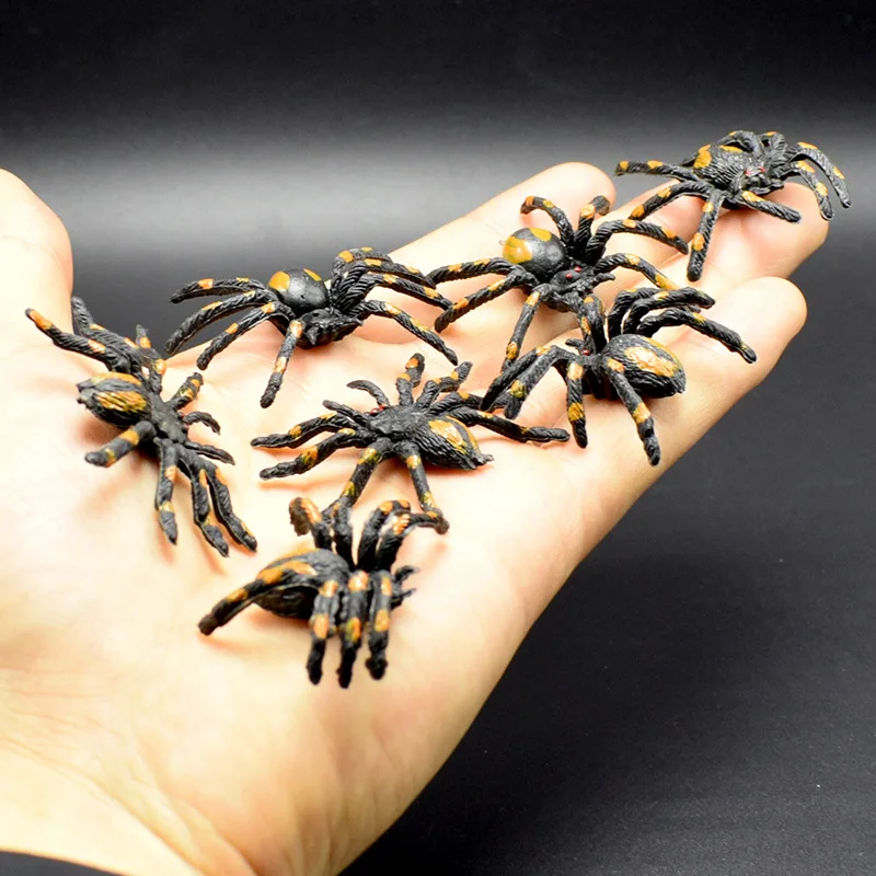 

10PCS Simulation Spider Toy PVC Flower Spider Prank Scary Crawling Insect Spider Model Fake Spider Props Model Toy