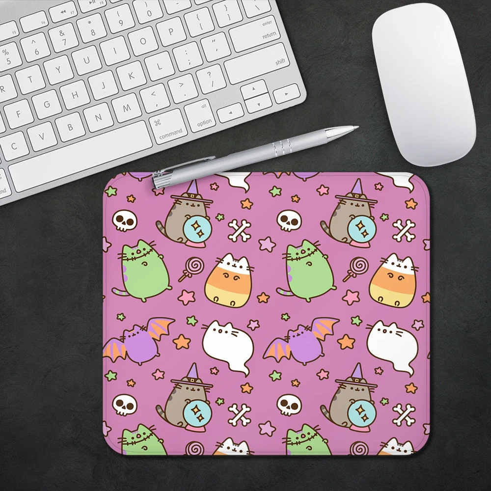 

Cute Pusheens Cat Design Pattern Game mousepad Small Pads Rubber Mouse Mat MousePad Desk Gaming Mousepad Cup Mat