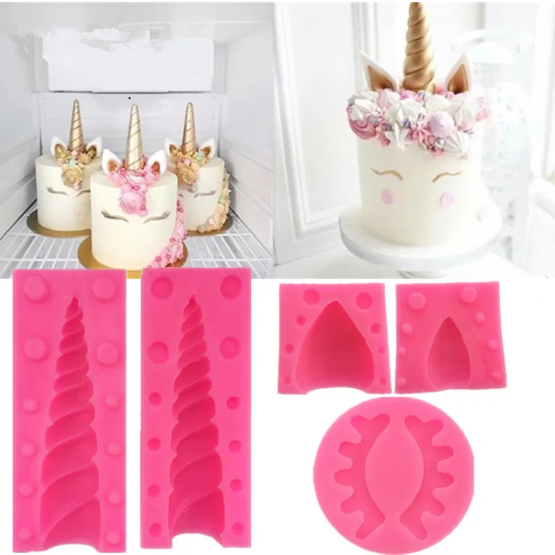 

3D Unicorn Eyes Ears Silicone Mold DIY Chocolate Mousse Sugar Baking Mold Plaster Mold Cupcake Topper Party Cake Decorating Tool