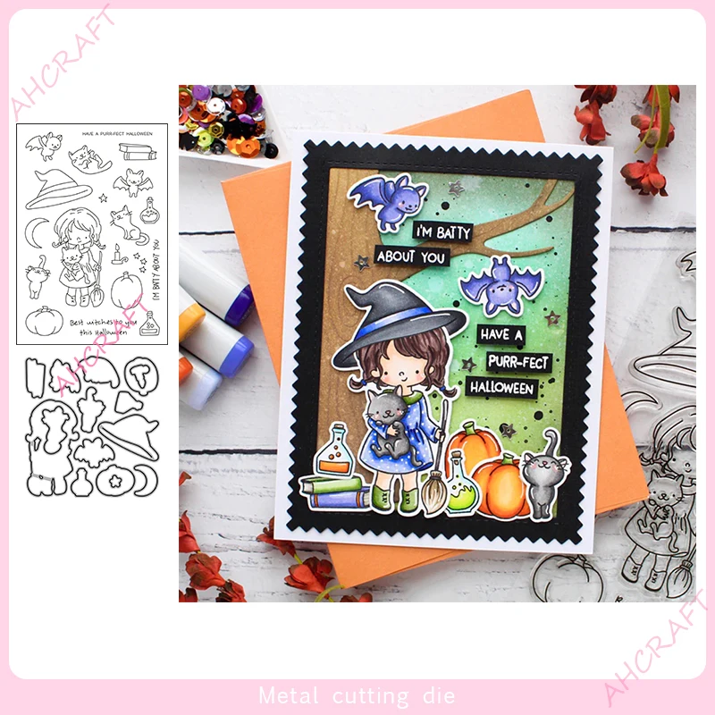 

Маленький Штамп ведьмы и металлические Вырубные штампы для «сделай сам» скрапбукинга фотоальбома декоративное тиснение бумажные карты рукоделие штамп 2023