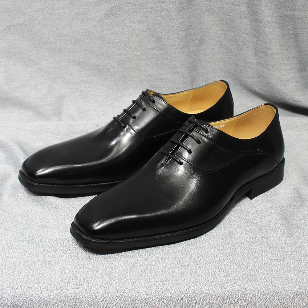 

Classic Men's Dress Shoes Genuine Leather Lace-Up Plain Point Toe Business Office Suit Formal Shoe for Men Wedding Party Oxfords