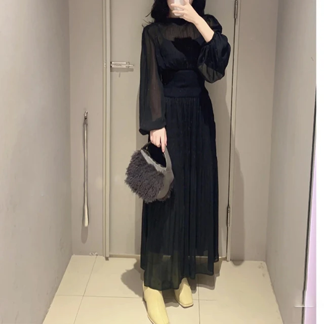 Kuzuwata Japanese Temperament Waist Wrapped Bubble Sleeve Vestidos De Mujer Pleated Chiffon O Neck Robe 2023 Spring Sweet Dress 3 Kuzuwata Japanese Temperament Waist Wrapped Bubble Sleeve Vestidos De Mujer Pleated Chiffon O Neck Robe 2023 Spring Sweet Dress 3