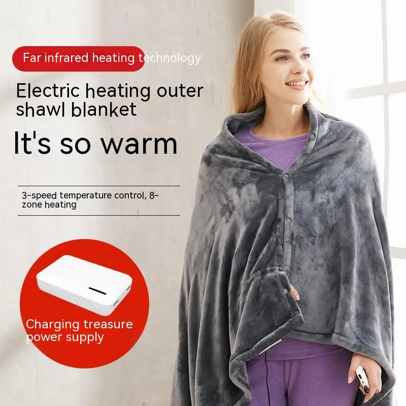 

Heated Shawl Winter Warmer Electric Blanket Plush Heated Blanket Office Nap Blanket Bed Blanket for Room Powered by Power Bank