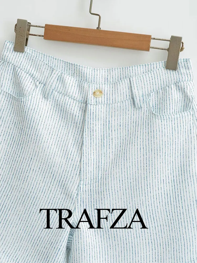 Женская летняя одежда TRAFZA однобортный облегающий офисный женский полосатый топ