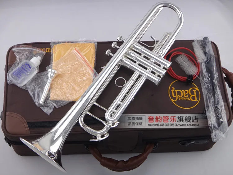 

Wind Music B-trompeta plana, instrumento Musical profesional Chapado en plata de dos colores, con funda, accesorios de boquilla