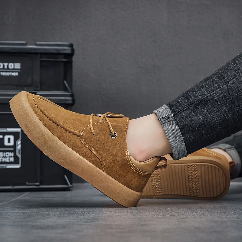 Мужская обувь цвета хаки в стиле ретро осенняя модная замшевая повседневная для