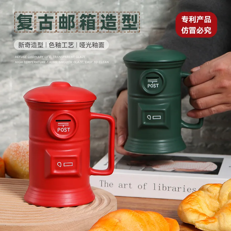 

Retro Mailbox Mug Post Mug Red Ceramic Mug Creative Mug Business Gift Three-dimensional Mug Coffee Mug
