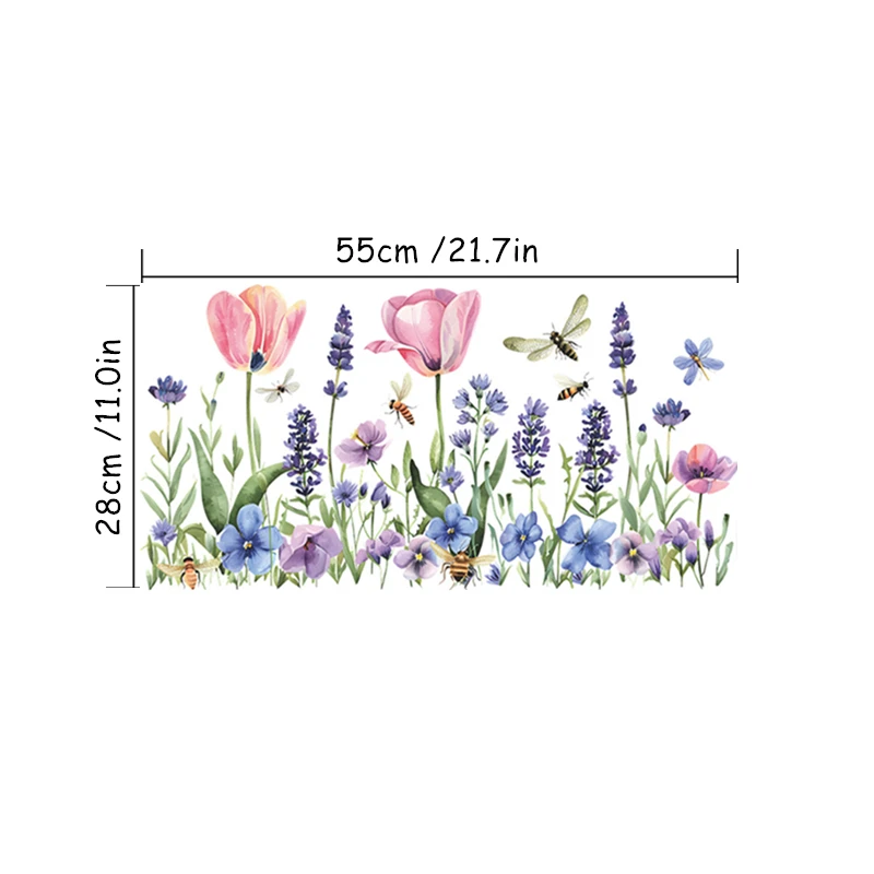 Виниловые настенные наклейки с цветами тюльпанов на стеклянную дверь окно стены