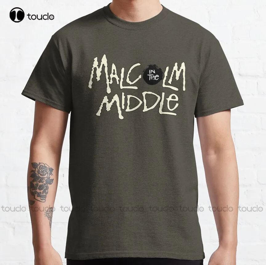

Мужская классическая футболка Малкольм в середине, хлопковые уличные простые винтажные повседневные футболки, создайте свой дизайн унисек...