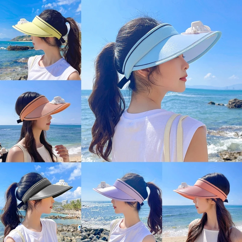 

Adjustable Empty Top Hat with 3-speed Fan Beach for Sun Visor Hat for Outdoor Sp