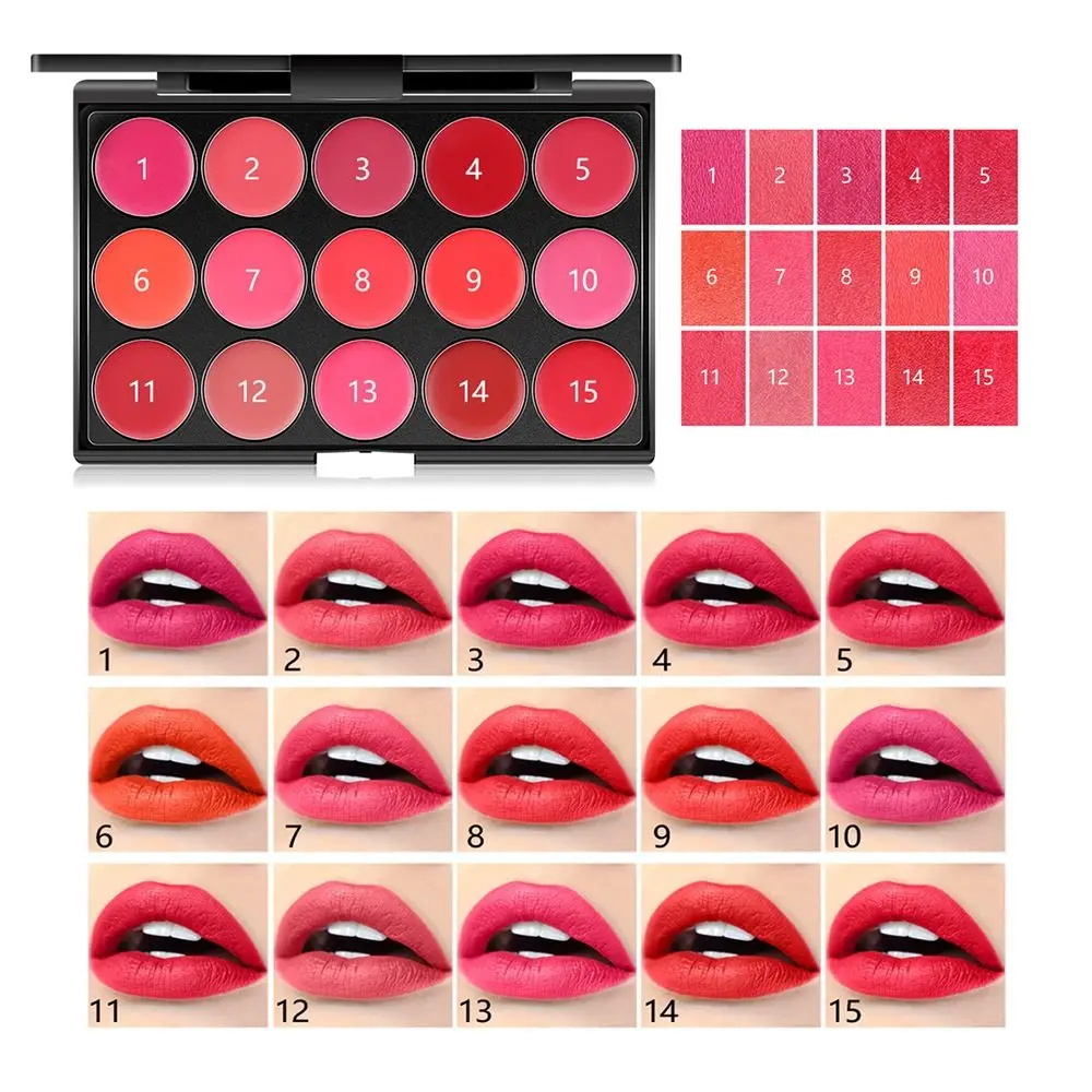 Палитра матовых губ с водостойкой стойкой блеском для 15 цветов