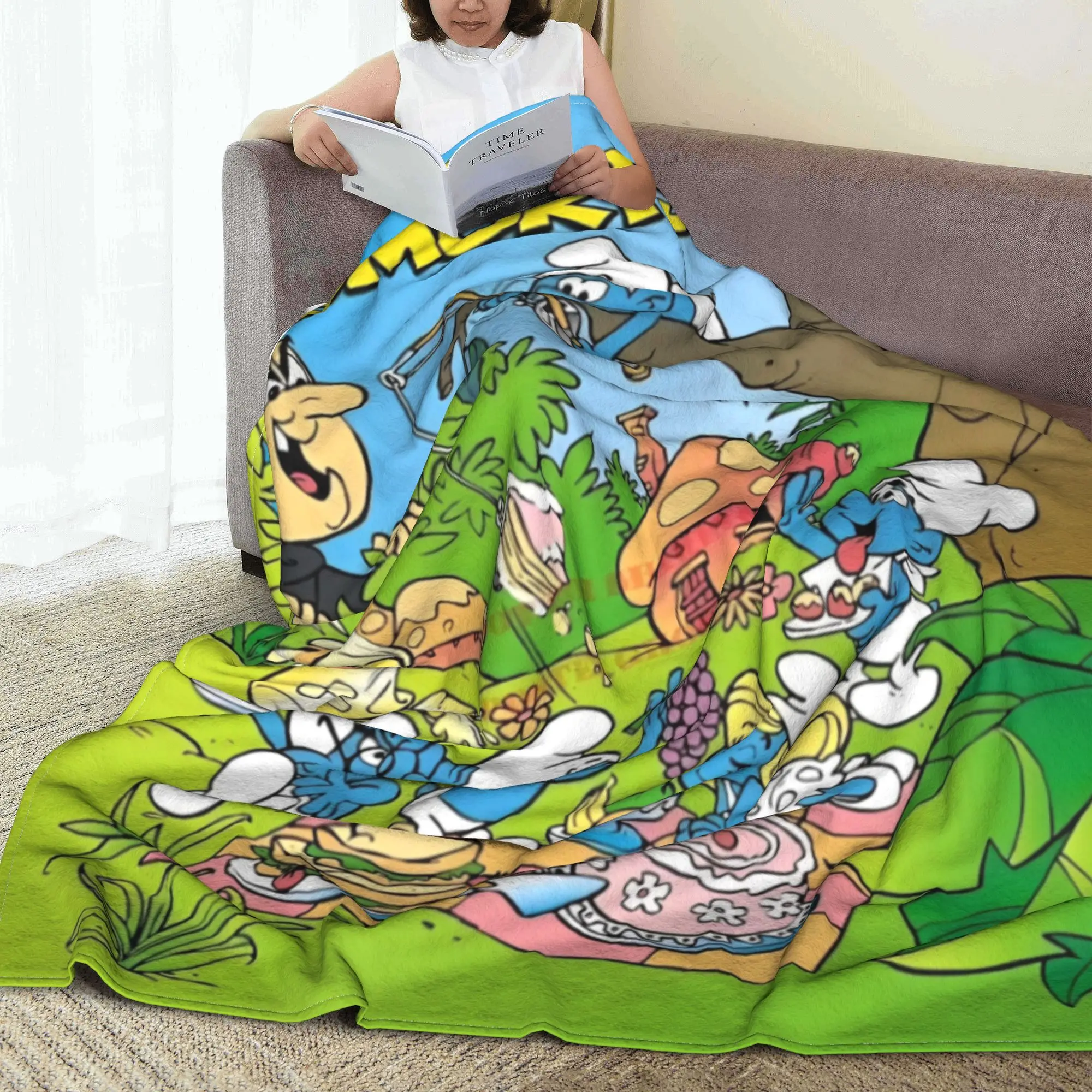 S-Smurfs мультфильм синий эльф одеяло аниме милый флис забавные дышащие пледы для