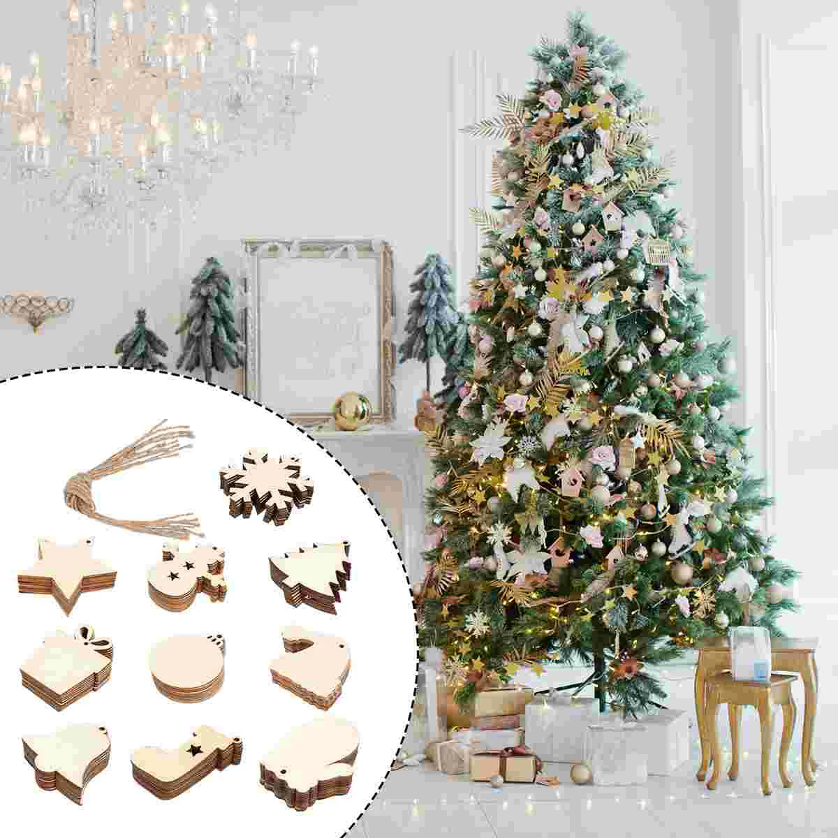 

100pcs Christmas Embellishment Unfinished Cutouts Ornament Random Pattern
