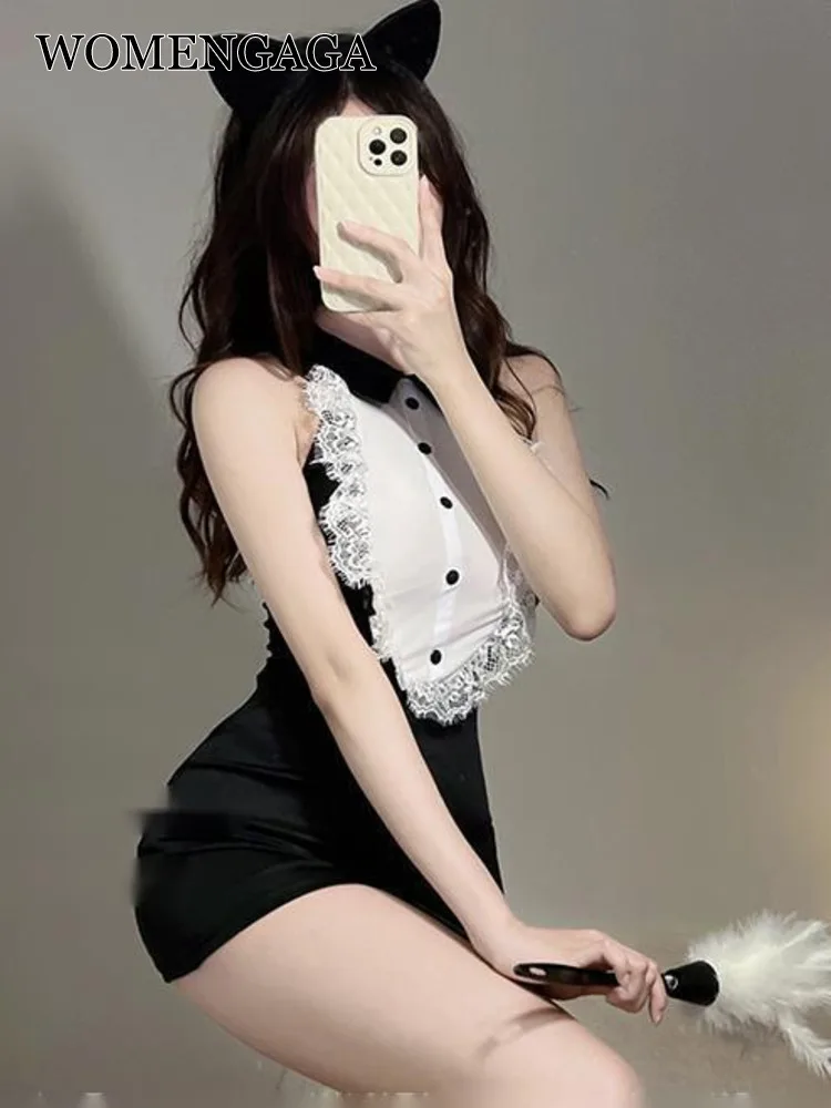 

Женское мини-платье с кошкой и подругой, пикантное платье с кошкой и девушкой, униформа для ночного клуба, топы для косплея, привлекательные корейские женские милые платья 2022 9CR0