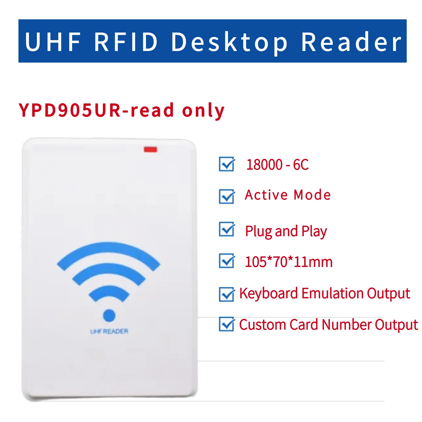 Настольный USB-считыватель UHF RFID, 860–960 МГц, диапазон считывания 0–20 см, бесплатная Java/C++/C #   SDK для клонирования EPC Easy Tag