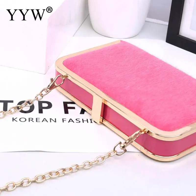 Elegant Velvet Women Handbag Metal Frame Square Shoulder Storage Bag for Cocktail Party Classic Lady Solid Color Clutch Purses