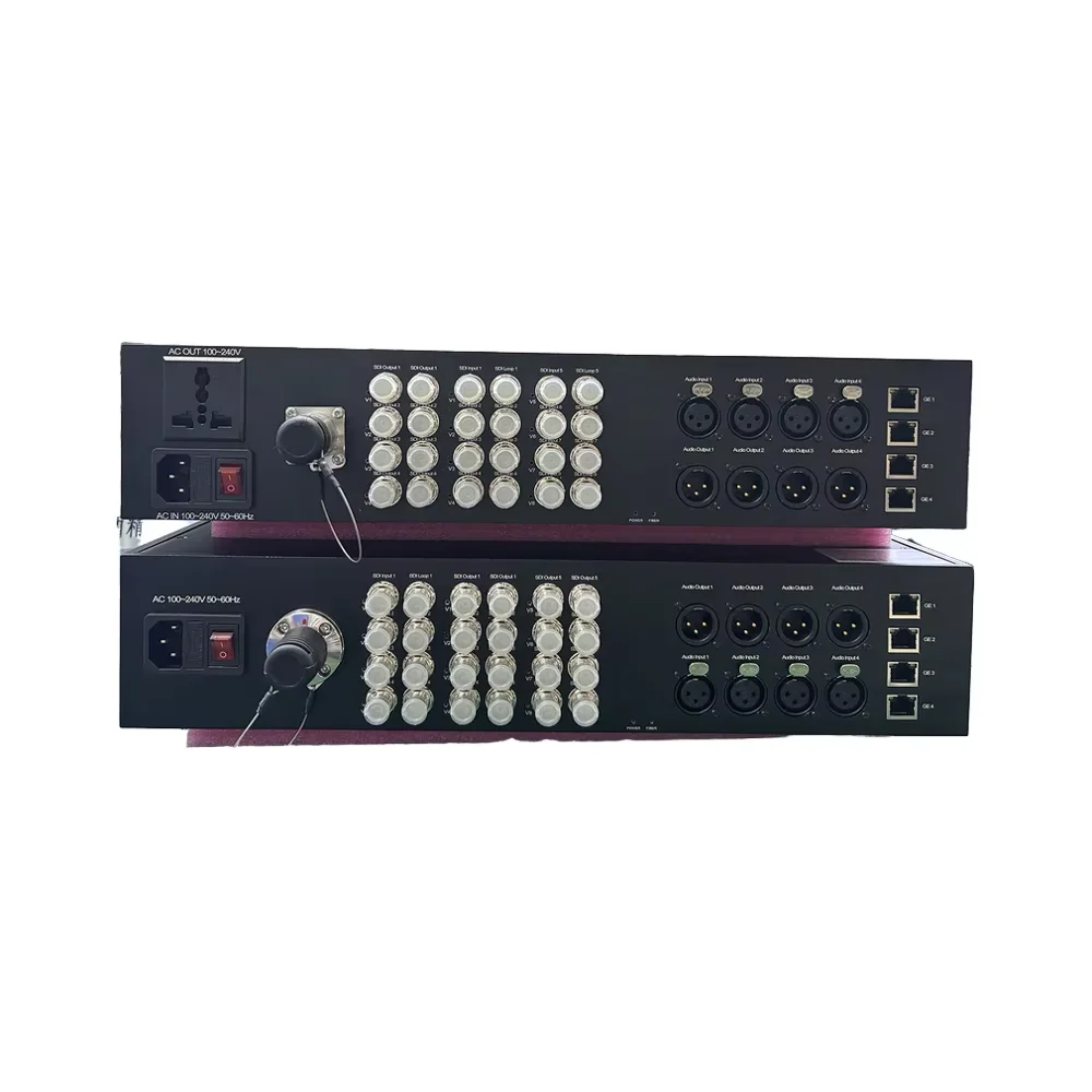 Фото Оптоволоконный преобразователь 12G-SDI с Ethernet и разъемом SMPTE, одномодовый, передача на 500 м для систем видеонаблюдения/вещания №1