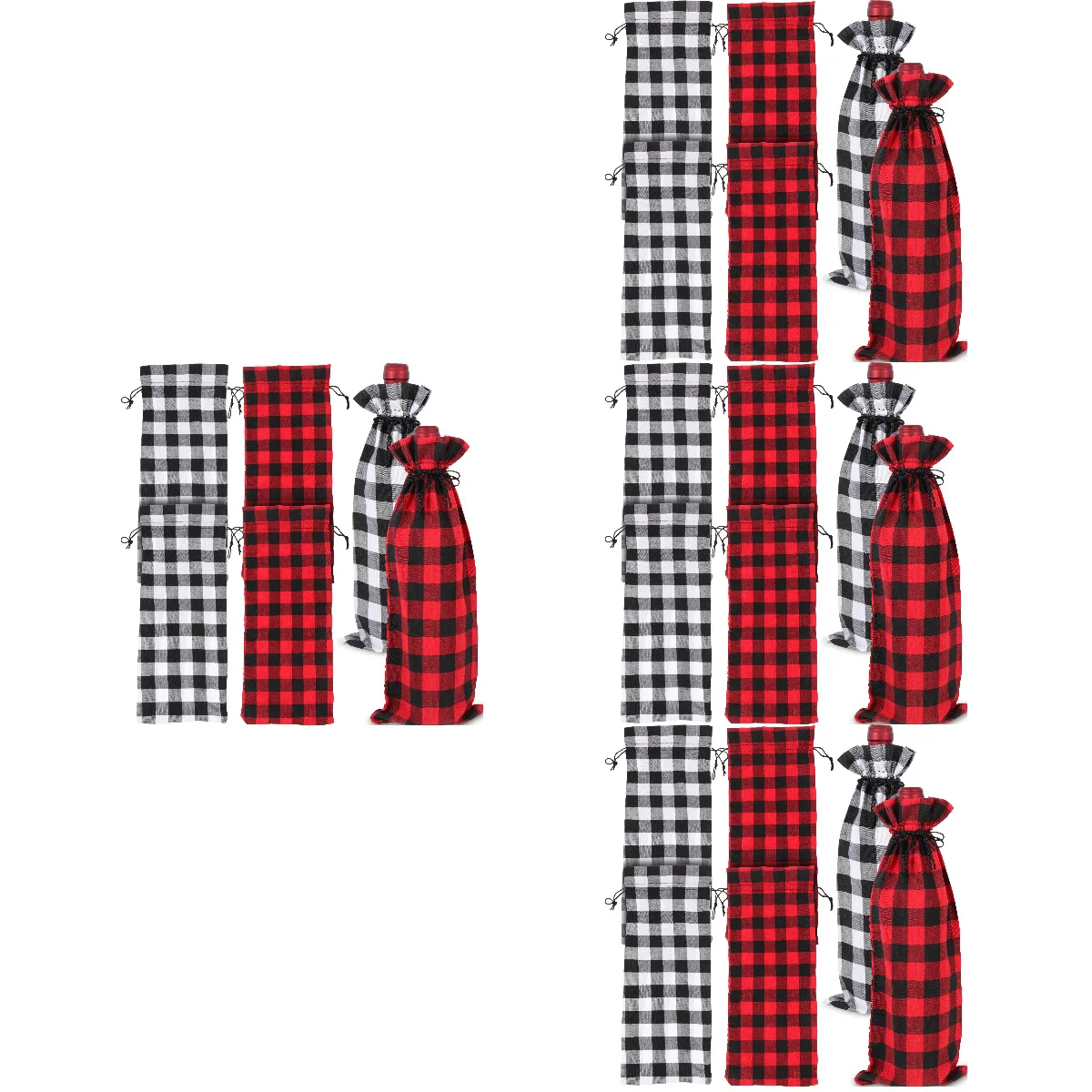 

24 Plaid Bottle Bags with Drawstring Decorative Gift Christmas Party Favors