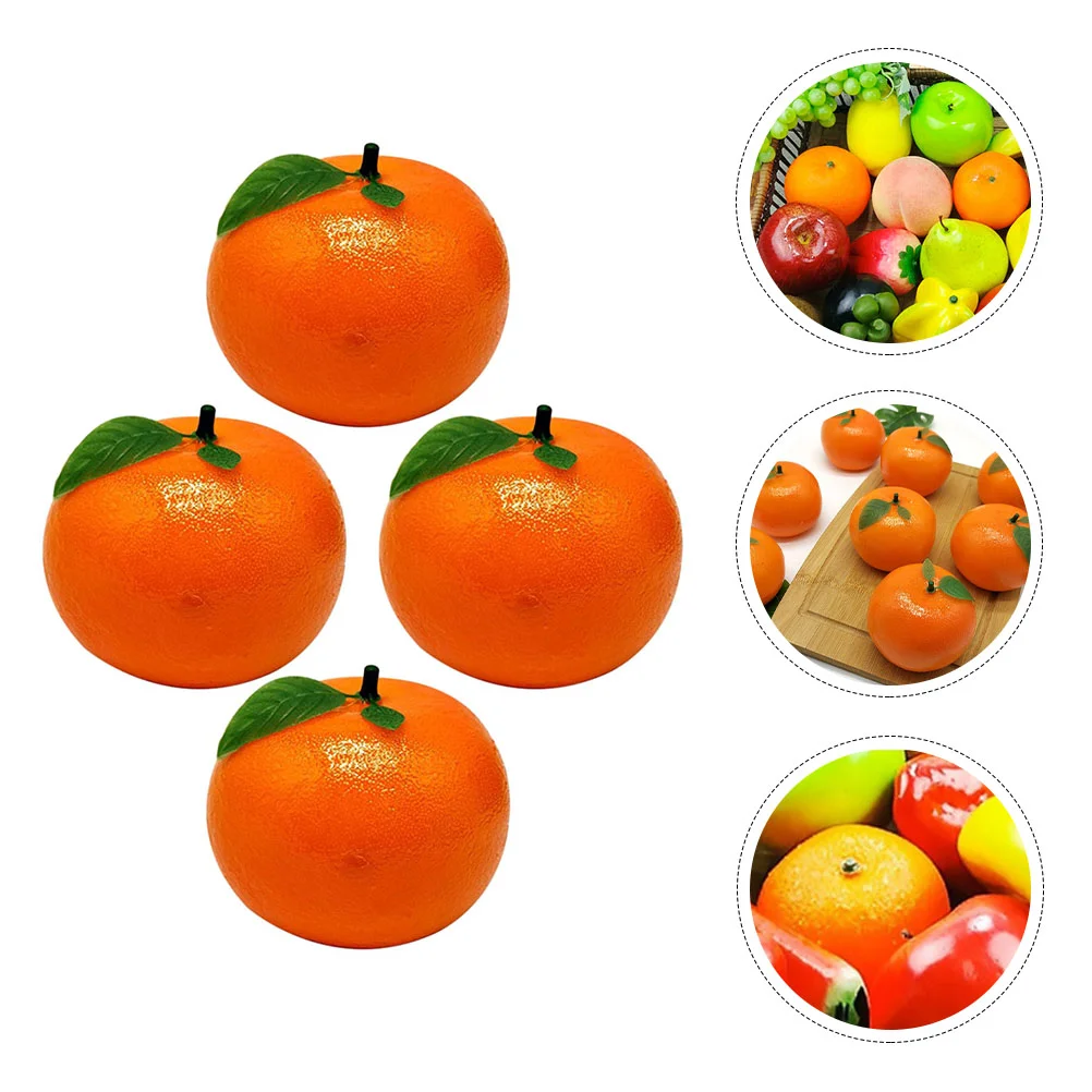 

4 Pcs Fruit Ornaments Orange Decor Fake Oranges Props Artificial Orange Toy Plastic Foam Pretend Play Kitchen