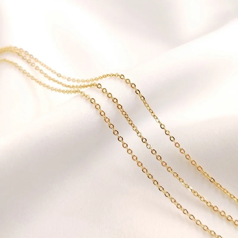 10pcs 14K 18k Gold Plated O Thin Chain 21cm 45cm Longer Clavicle Chain for DIY Necklace Bracelets Jewelry Making Accessories
