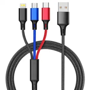 3 in 1 USB Charge Cable Multi Port Usb Charging Cord Usb C Mobile Phone Wire for iPhone 12 Huawei Sa in Pakistan