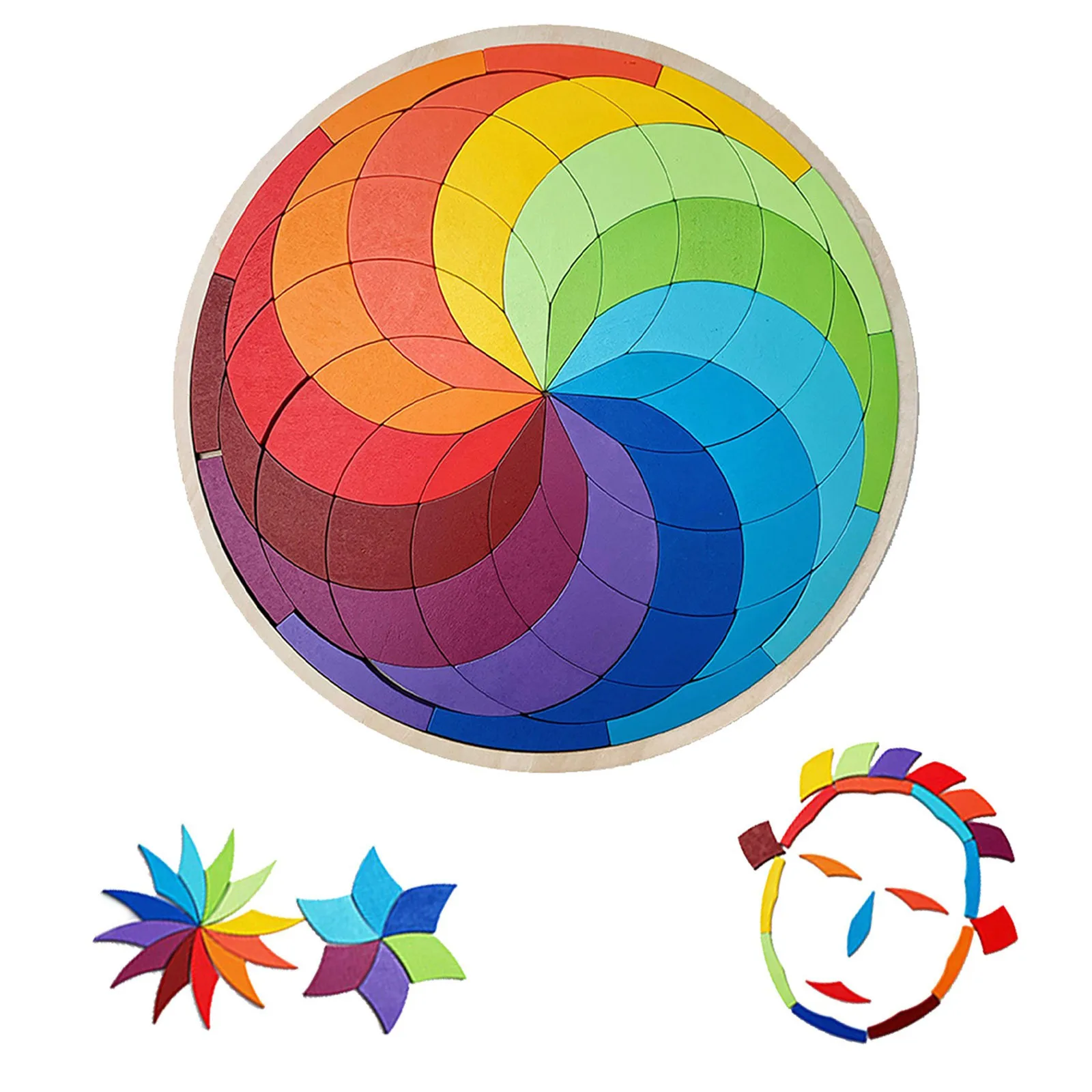 Обучающая игра Монтессори деревянная головоломка радужная укладочная игрушка