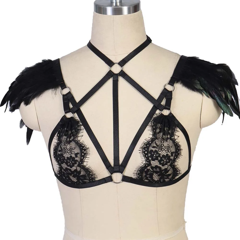 

Suspender Cage Bra Straps Punk Women Harness Hollow Out Goth Sexy Lingerie Bondage Garter Belt Body Erotic Underwear