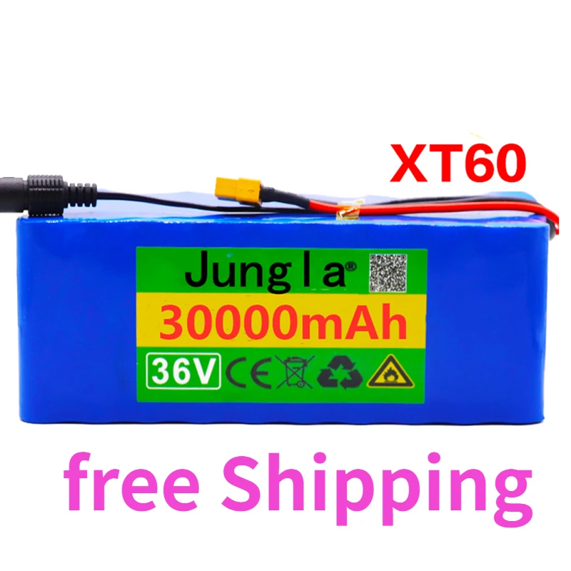 

36V 10S4P 30Ah 500W High Capacity 42V 18650 Lithium Battery Pack 30000mAh Electric Bicycle Scooter with BMS XT60 Plug