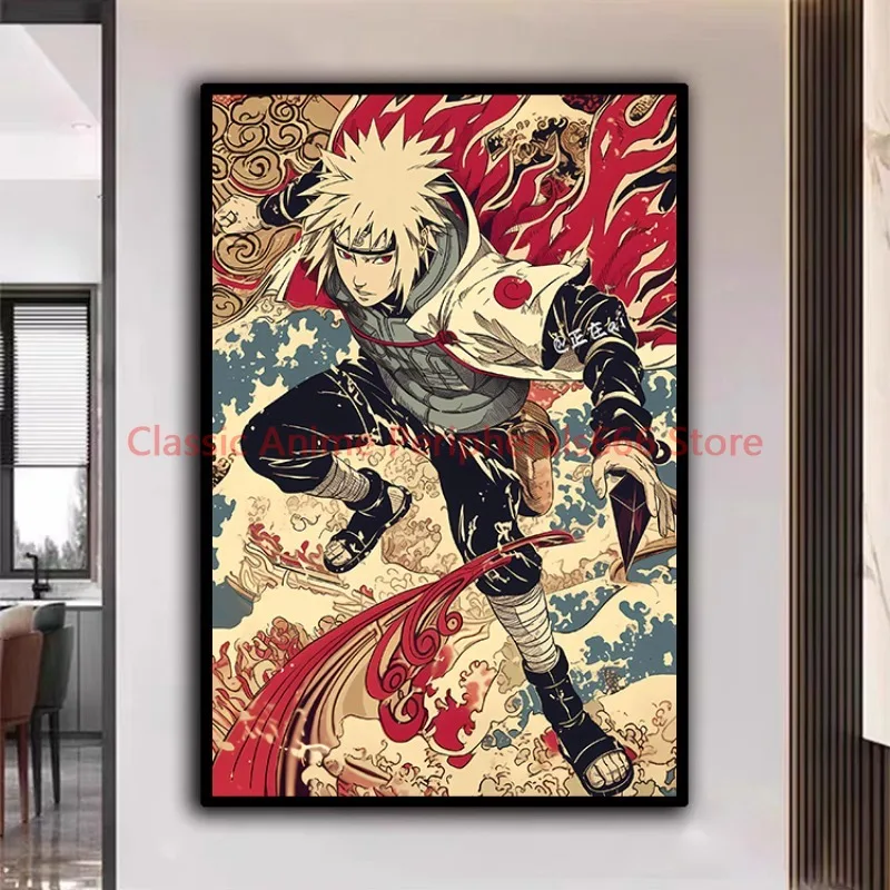 Фото Naruto Poster Kakashi Sasuke Itachi Uchiha Akatsuki Anime Character Ukiyo-e Oil Painting Modern Home Decoration Aesthetic Gift №3
