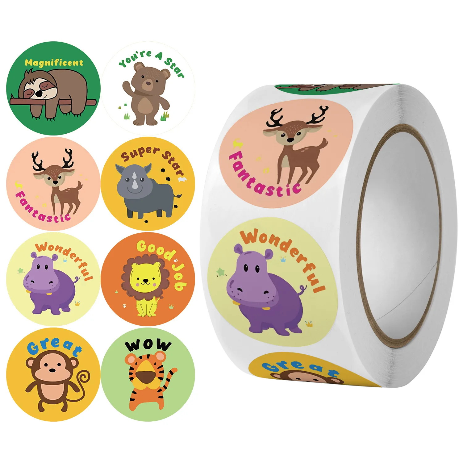 

500 Stickers/roll, Encouragement Stickers, Children Stickers, Animal Label Stickers