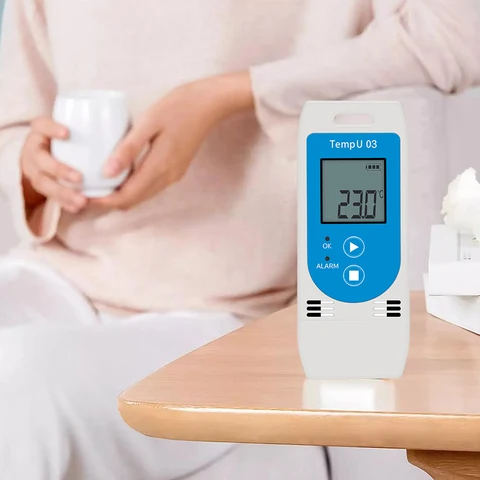 Мини-USB регистратор данных о температуре -30 ℃ -+60 ℃   Цифровой 16-точечный внутренний датчик влажности, высокоточный регистратор с 32000