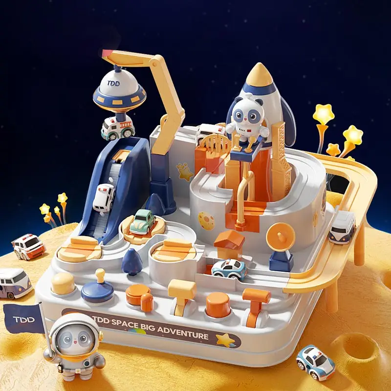 

Racing Rail Car Toys Train Track Set Rescue Mechanical Cars Adventure Brain Table Games Educational Toys for Children boy Gifts