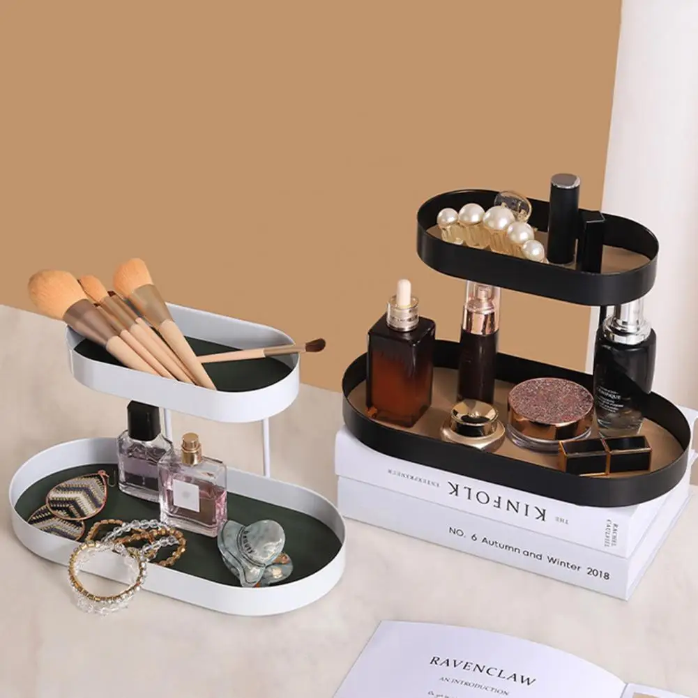 

Practical Daily Use Desk Jewelry Sundries Organizer Wrought Iron Frame Desktop Organizer Rust-proof for Living Room