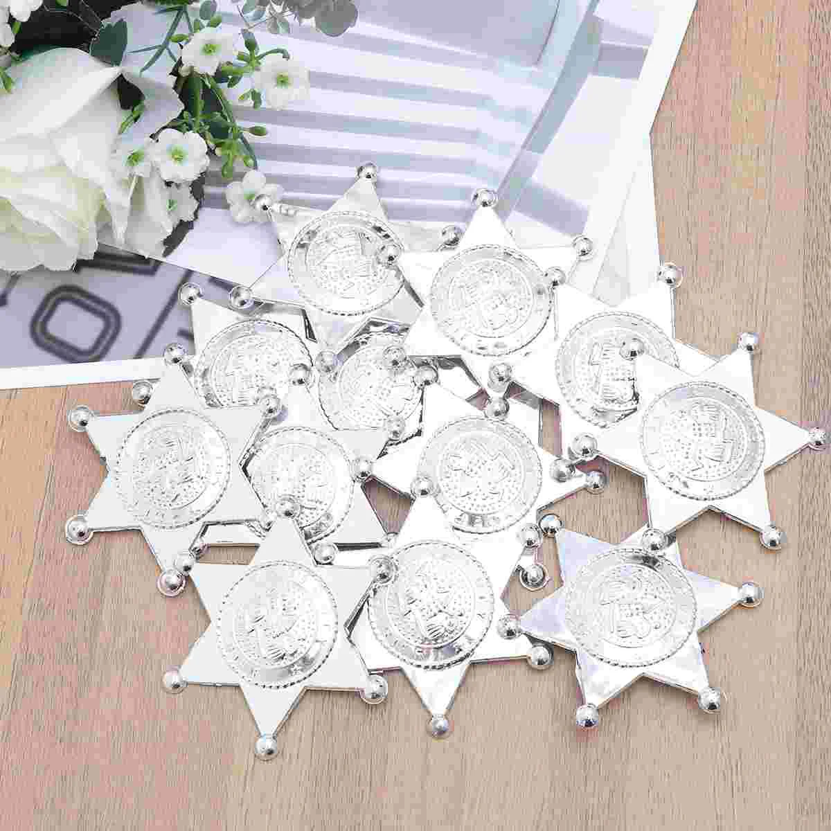 

12pcs Deputy Sheriff Hexagonal Star Badges Personalized Officer Name Tags Brooch for Law Enforcement Officer Costume