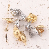 10pcs 10 513 5mm stainless steel rose flower post gold earrings findings connector for diy jewelry making supplies accessories