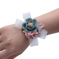 wedding baby girl bridesmaid flower bracelet corsage bridel prom party gifts hand wrist flowers wedding accessories mariage