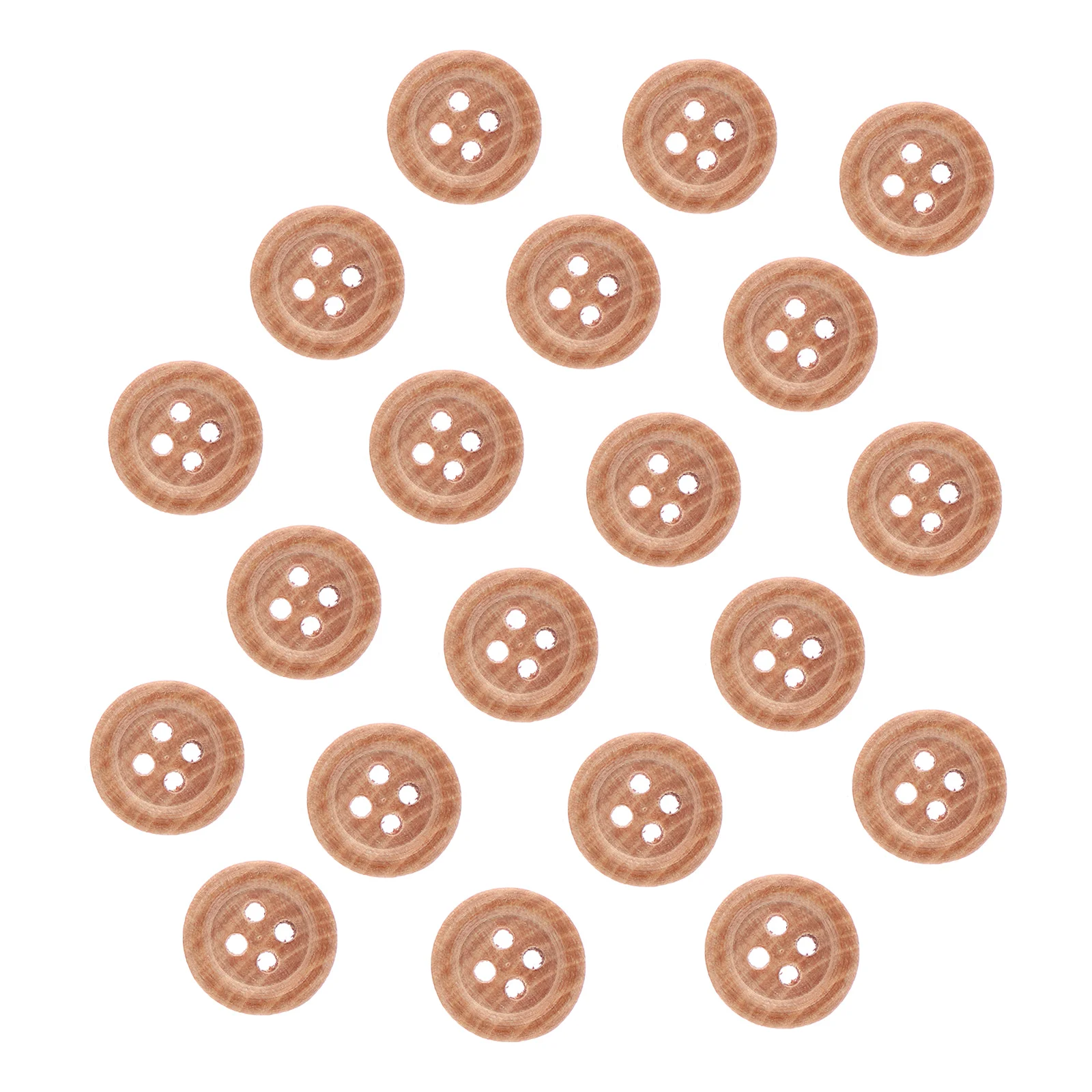

50Pcs Round Wooden Buttons All-Match Coat Buttons Four Holes Sewing Button