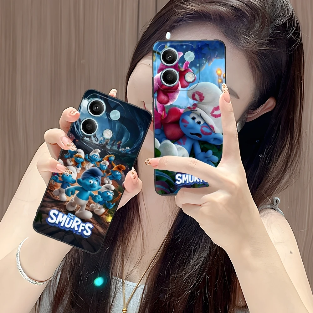 Smurfs Smurfette Smart Mobile Phone Case для Xiaomi POCO M6 M5 M4 M3 X6 X5 X4 X3 F6 F5 F4 F3 F2 C40 Pro GT 5G Черный чехол